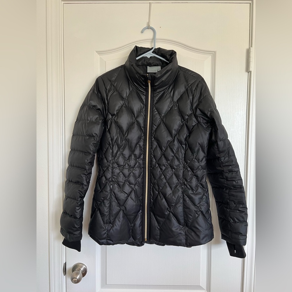 Athleta Black Down Puffer Jacket, Medium - image 1